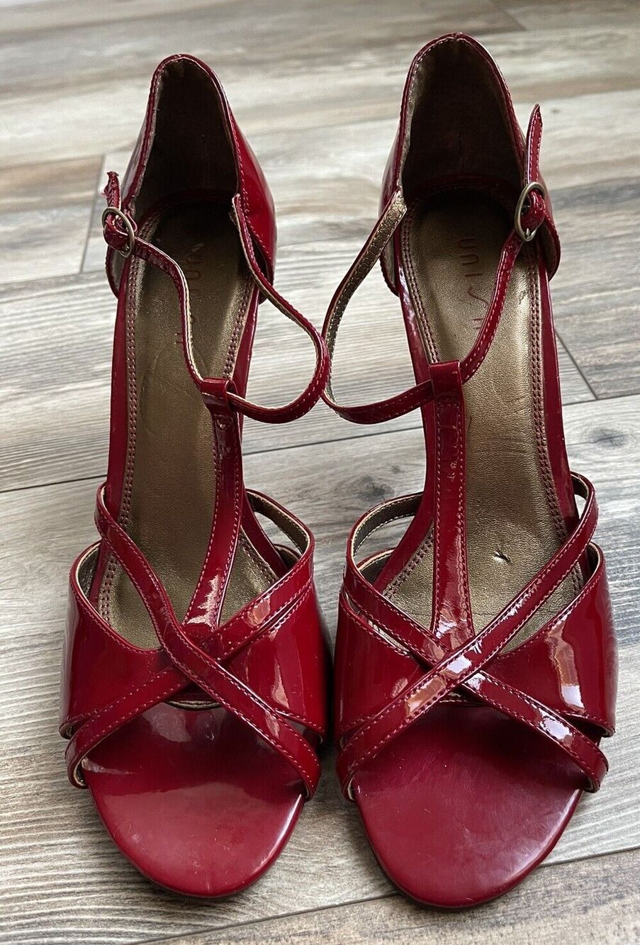 Unisa Women’s Red Patient Open Toe Strappy Heel Sandal Size 8.5
